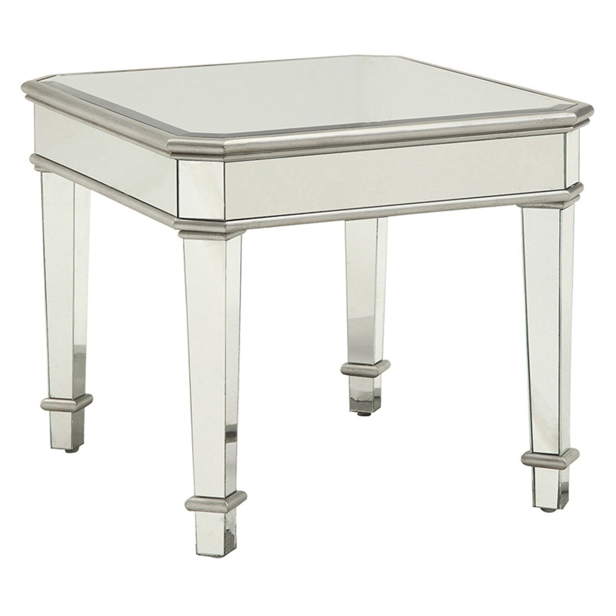 Cassandra Square Beveled Top End Table Silver