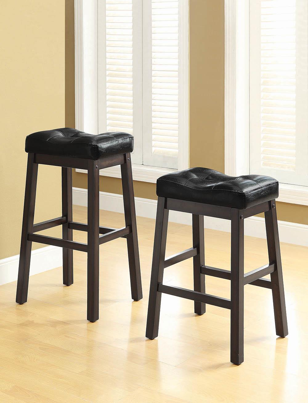 Donald Upholstered Bar Stools Black and Cappuccino (Set of 2)