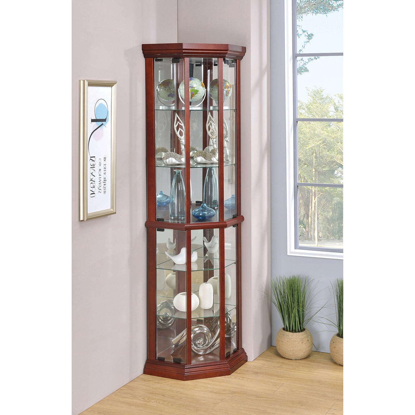 6-shelf Corner Curio Cabinet Medium Brown