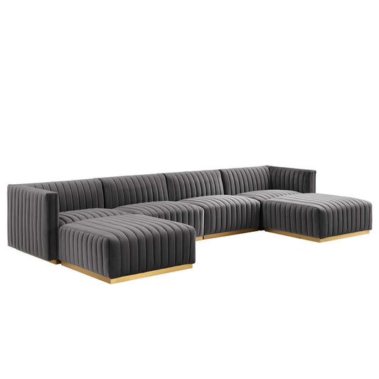 Conjure Channel Tufted Performance Velvet 6-Piece Sectional