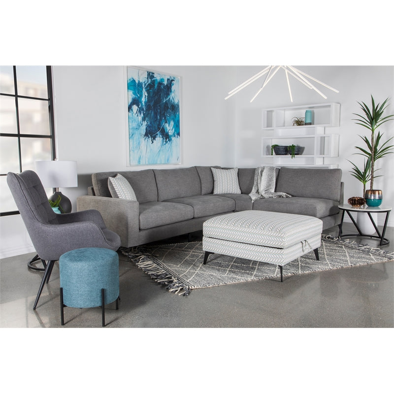 Clint Upholstered Sectional with Loose Back Grey