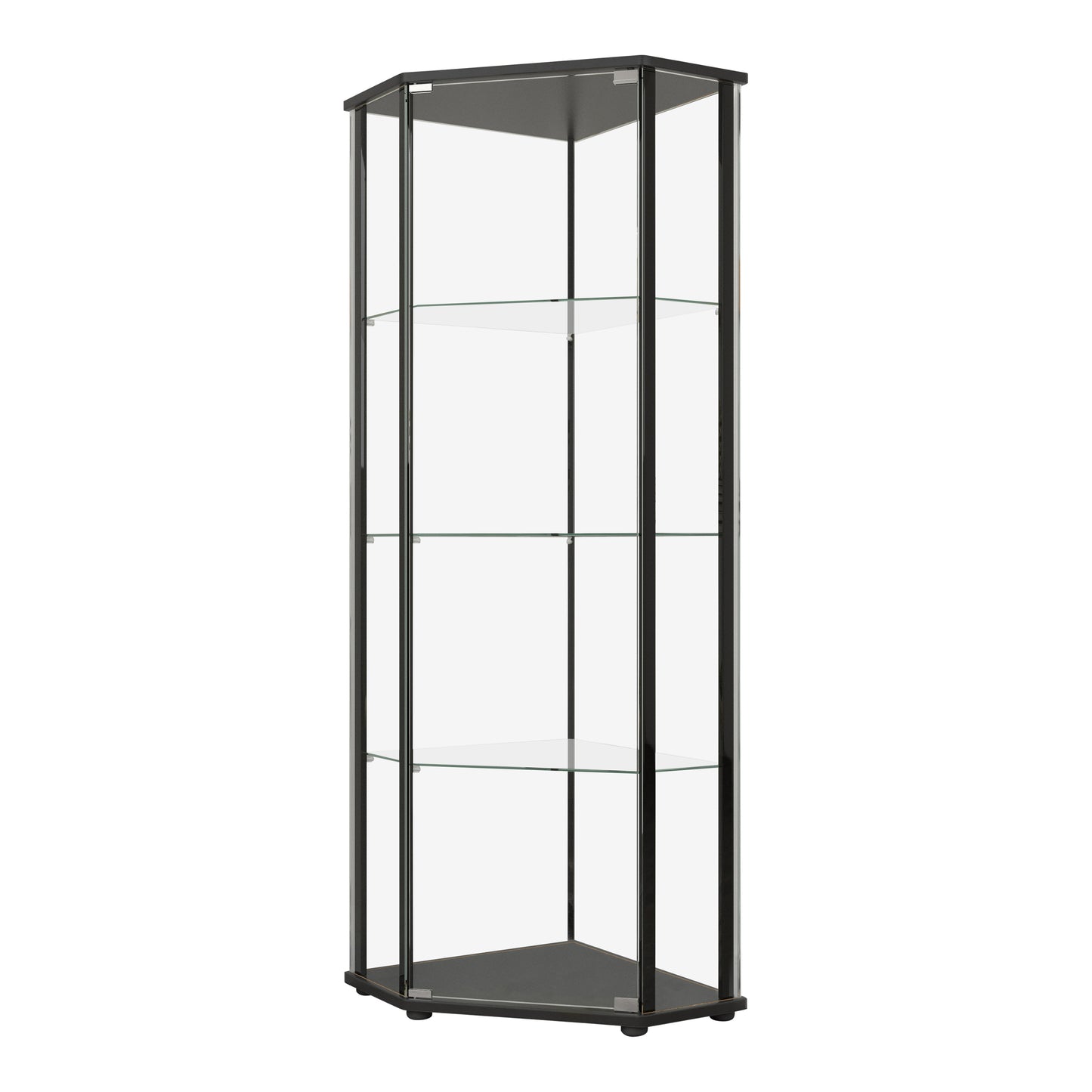 Glass Shelf Curio Cabinet Clear and Black