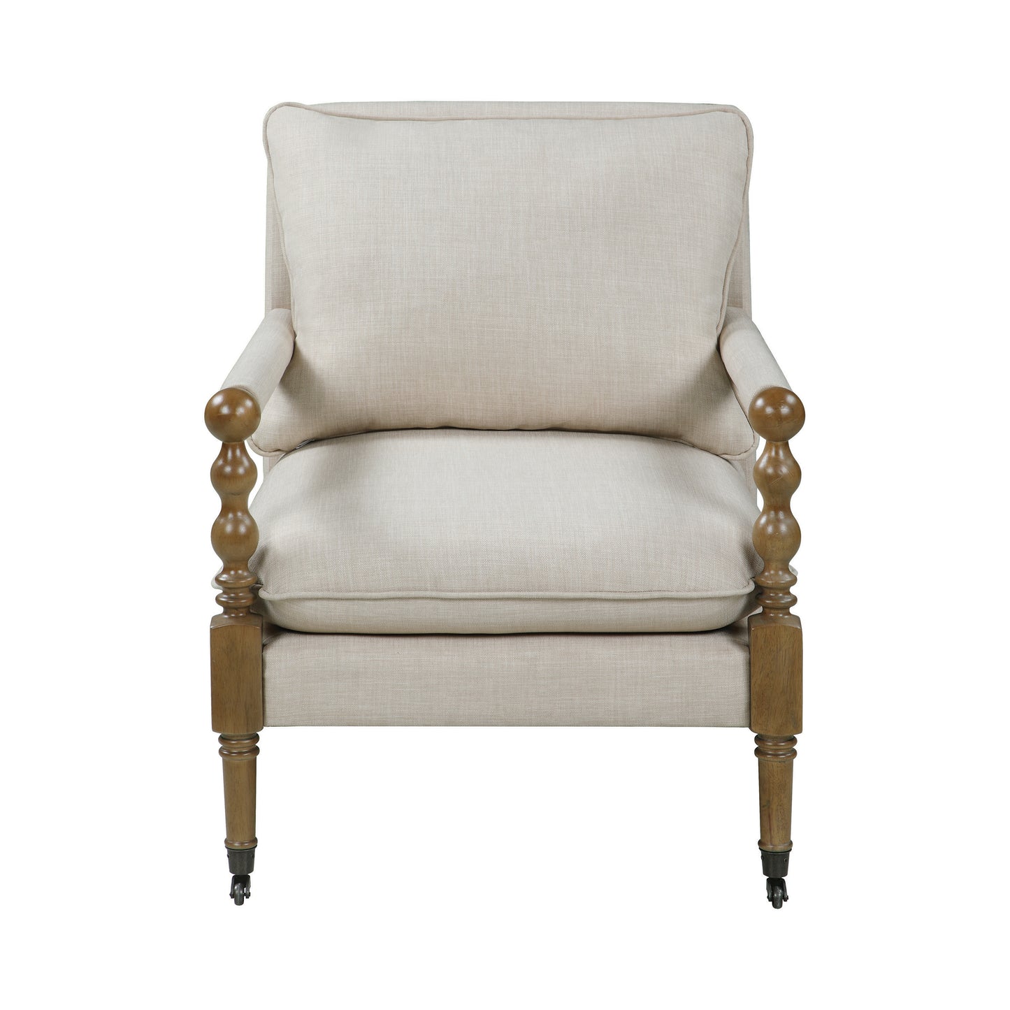 Upholstered Accent Chair with Casters Beige