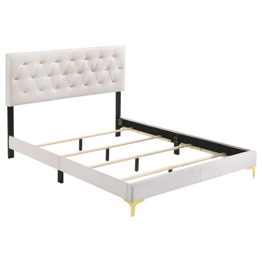 Kendall Tufted Upholstered Panel California King Bed White