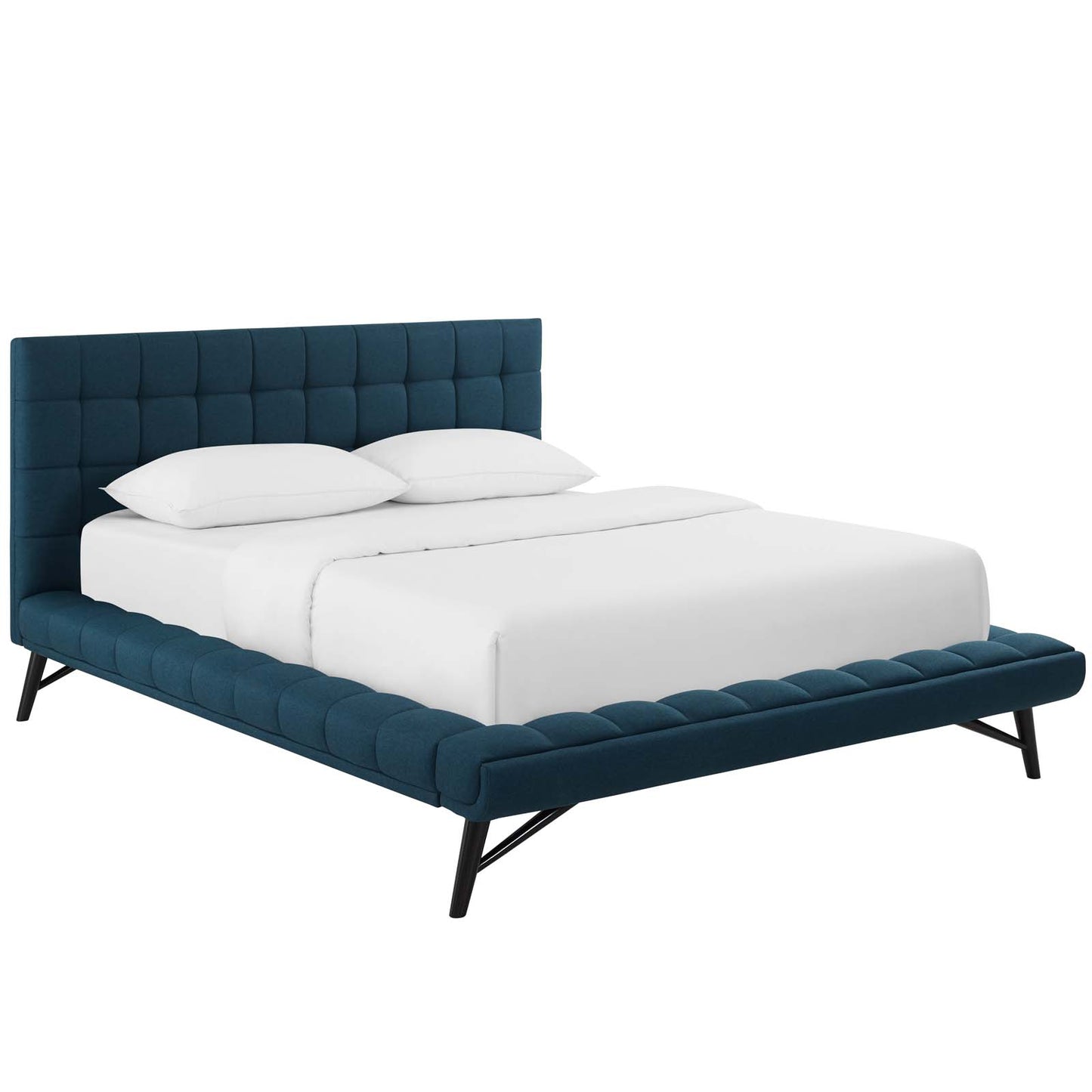 Julia Queen Biscuit Tufted Upholstered Fabric Platform Bed