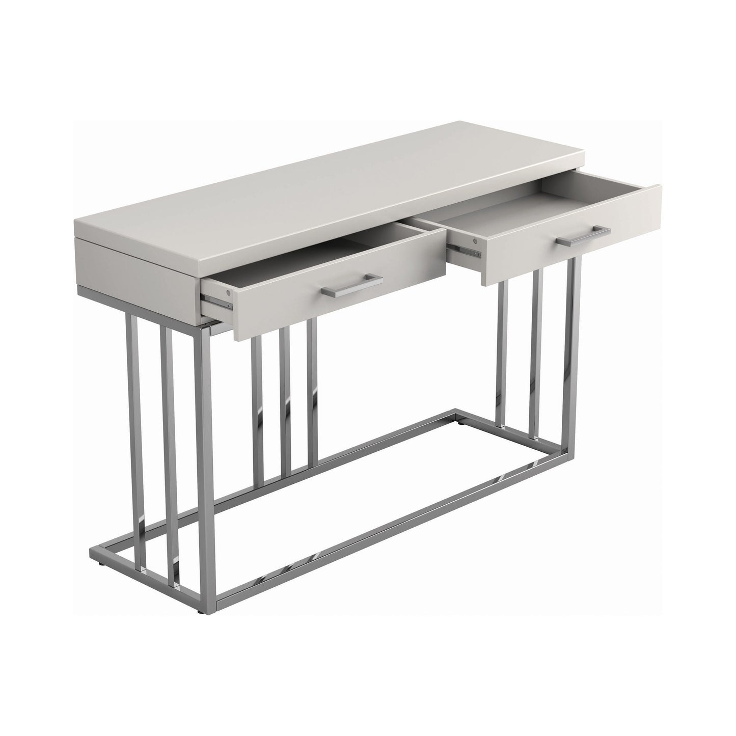 2-drawer Rectangular Sofa Table Glossy White and Chrome