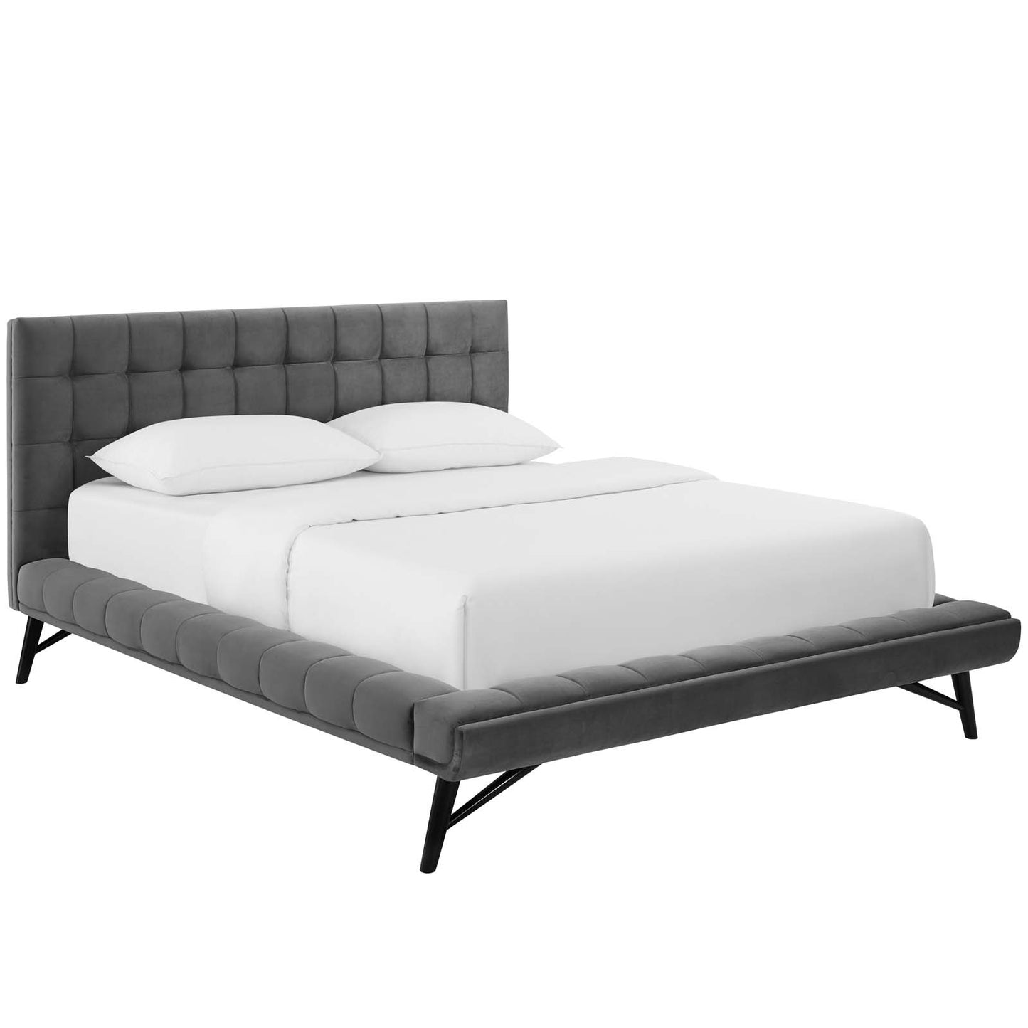 Julia Queen Biscuit Tufted Performance Velvet Platform Bed