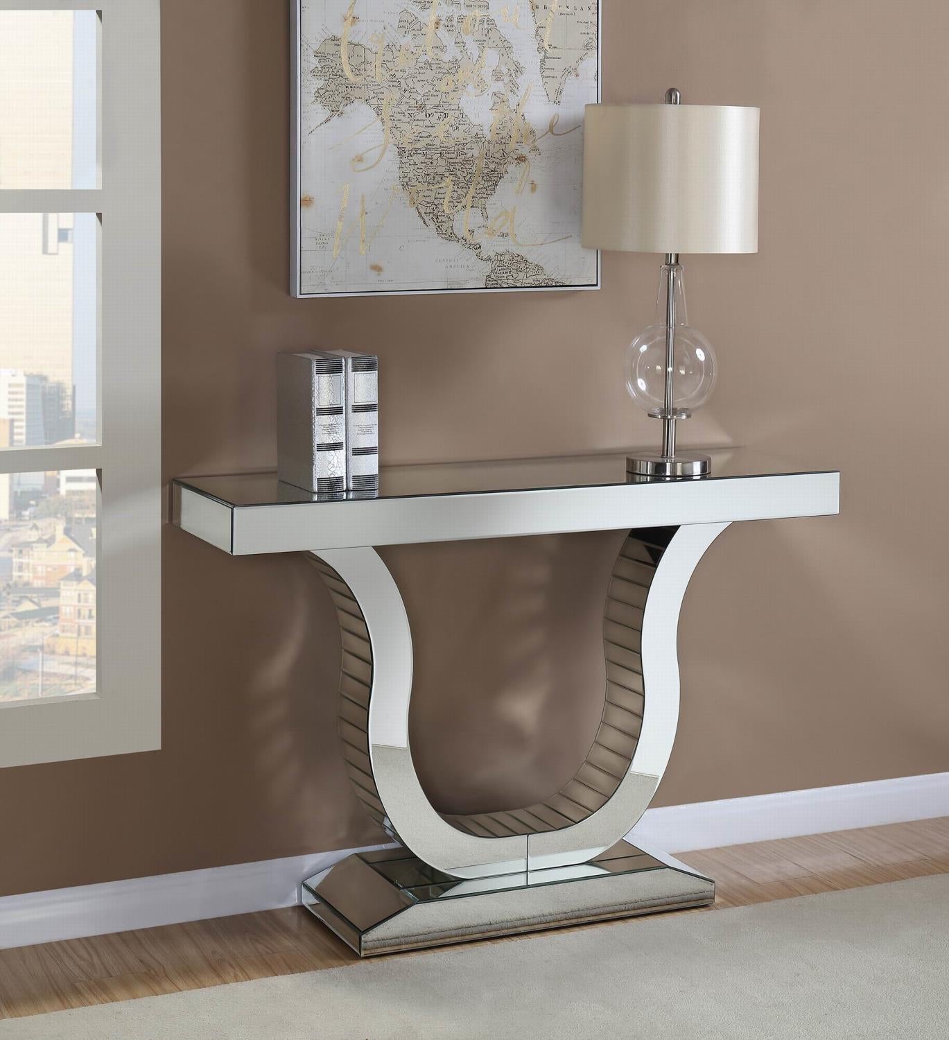 Console Table with U-shaped Base Clear Mirror