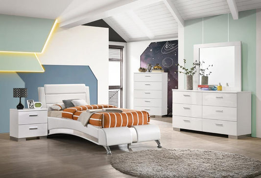 Jeremaine 4-piece Twin Platform Bedroom Set Glossy White