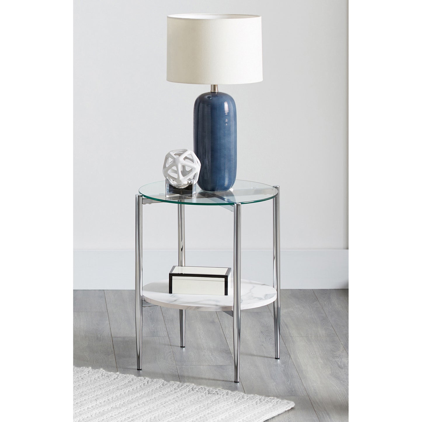 Round Glass Top End Table Clear and Chrome