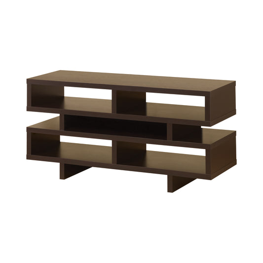 TV Console with 5 Open Compartments Cappuccino