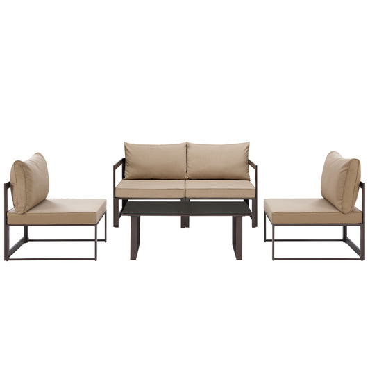 Fortuna 5 Piece Outdoor Patio Sectional Sofa Set