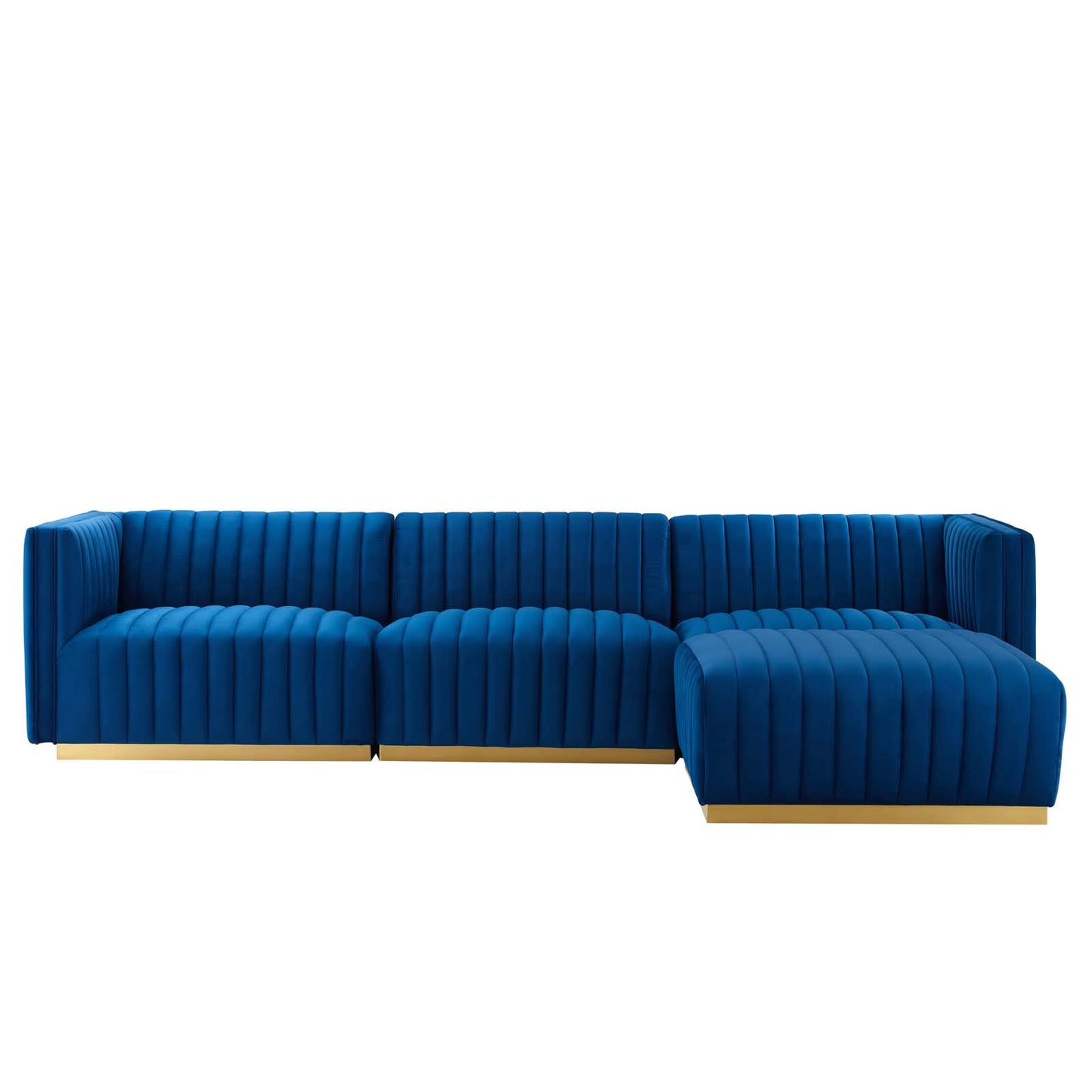 Conjure Channel Tufted Performance Velvet 4-Piece Sectional