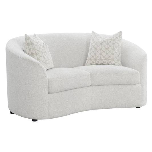 Rainn Upholstered Tight Back Loveseat Latte