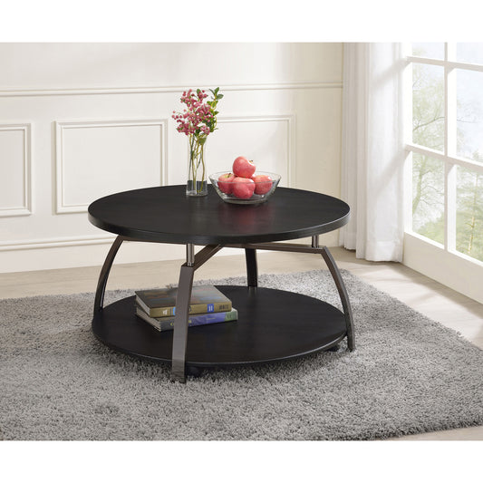 Round Coffee Table Dark Grey and Black Nickel