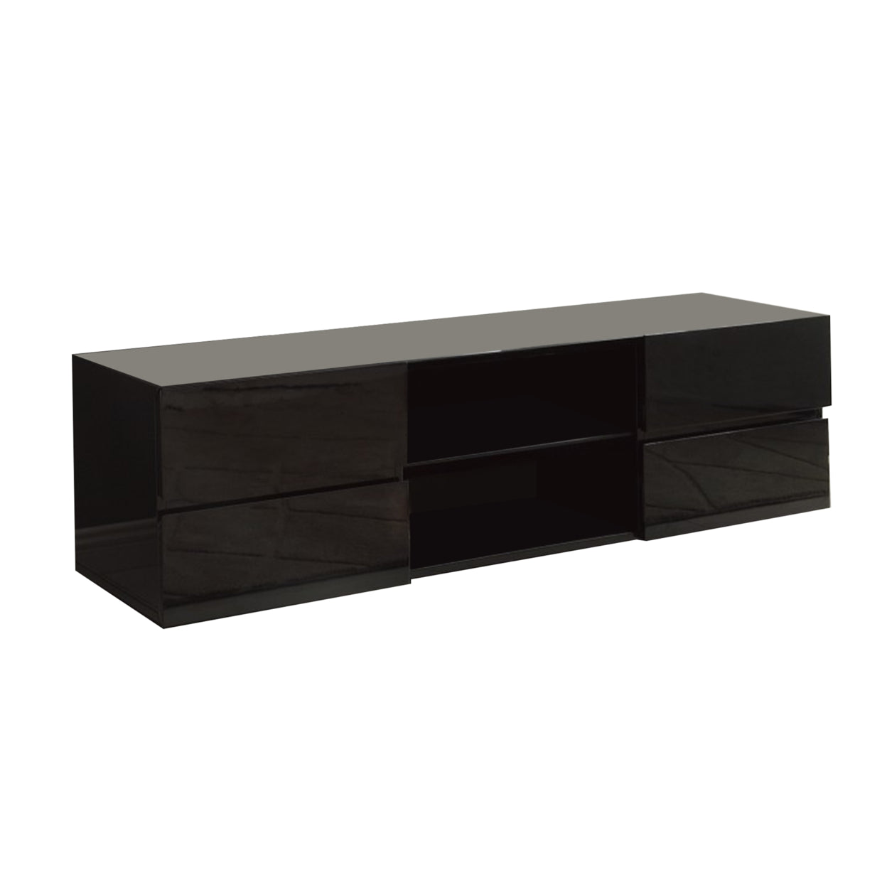 4-drawer TV Console Glossy Black