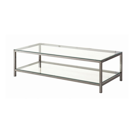 Ontario Coffee Table with Glass Shelf Black Nickel