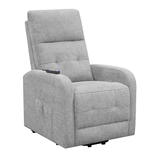 Tufted Upholstered Power Lift Recliner Grey