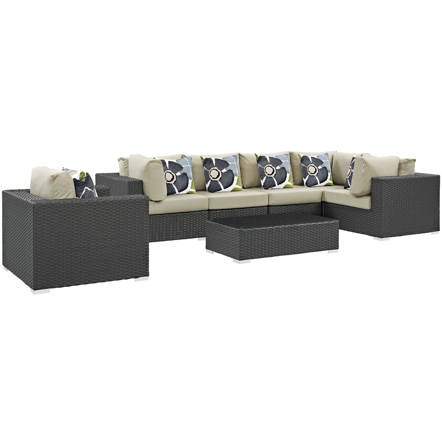 Sojourn 7 Piece Outdoor Patio Sunbrella® Sectional Set