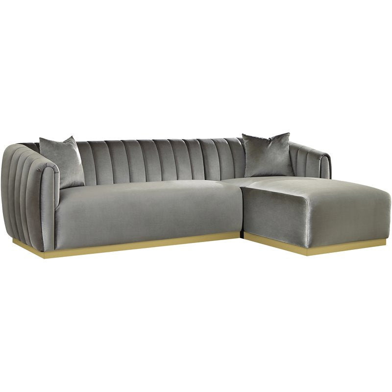 Grisby 2-piece Channeled Tufted Back Sectional Silver