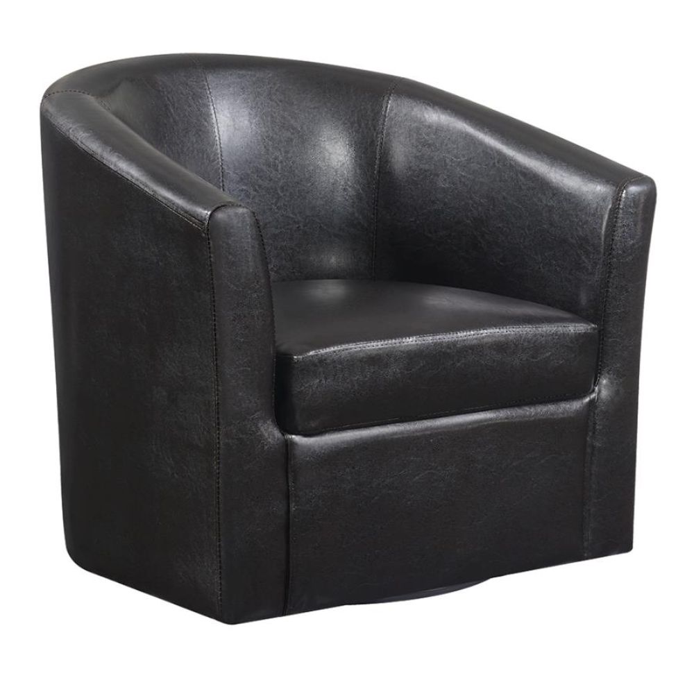 Upholstery Sloped Arm Accent Swivel Chair Dark Brown