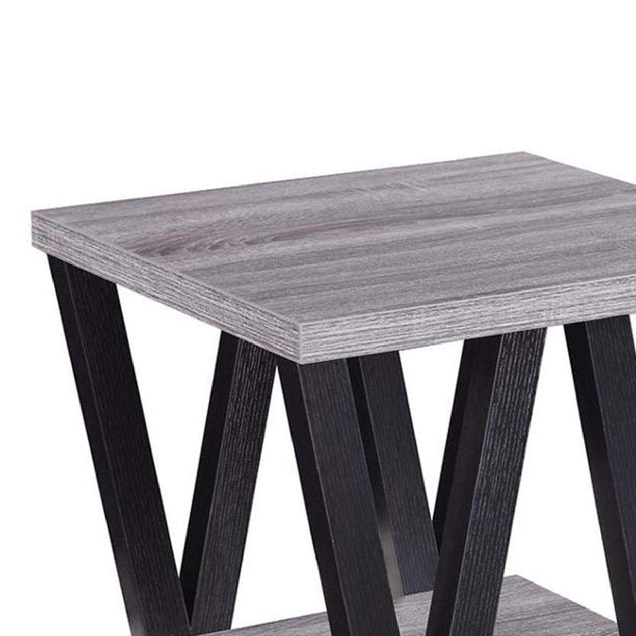Higgins V-shaped End Table Black and Antique Grey