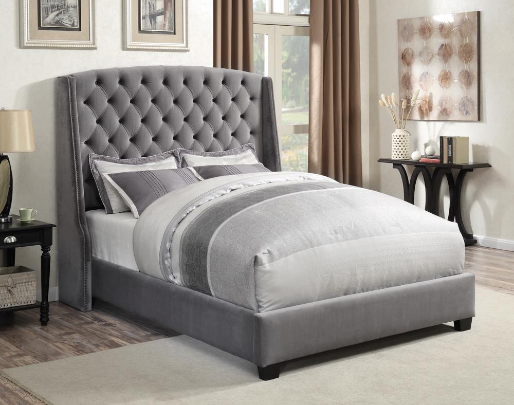 Pissarro Full Tufted Upholstered Bed Grey
