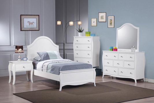 Dominique Bedroom Set with Arched Headboard White