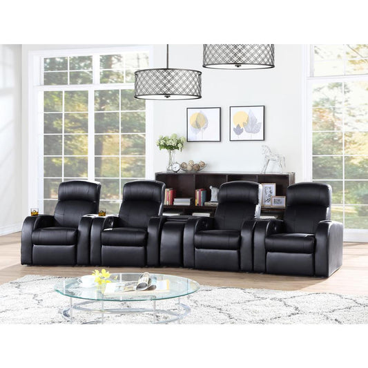 Cyrus Upholstered Recliner Living Room Set Black