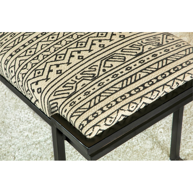 Upholstered Accent Bench Black and White