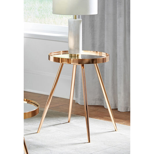 Sophia Round Mirror Top End Table Gold