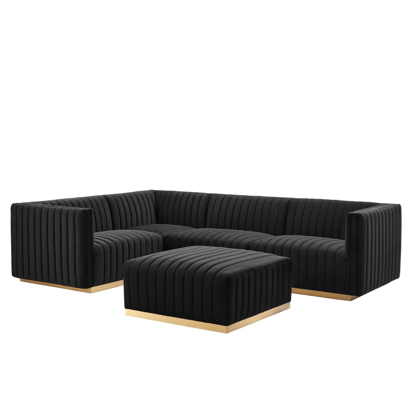 Conjure Channel Tufted Performance Velvet 5-Piece Sectional