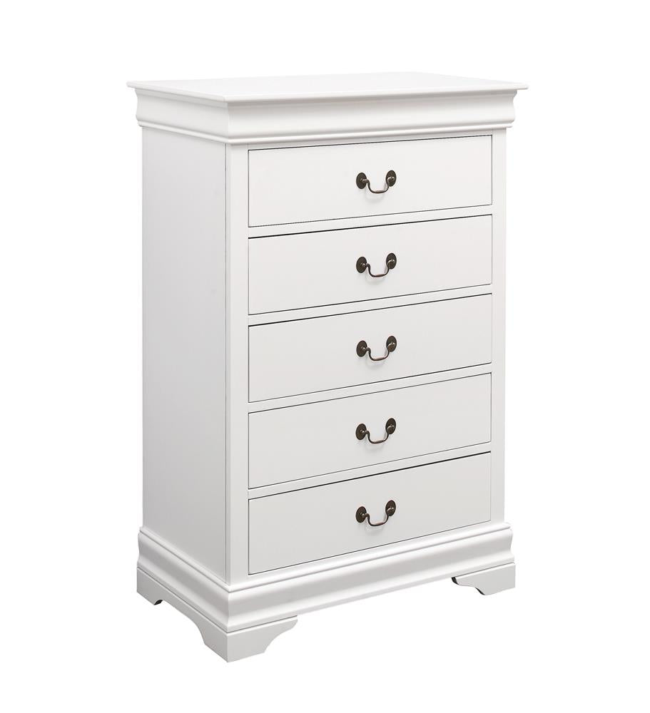 Louis Philippe 5-drawer Chest White