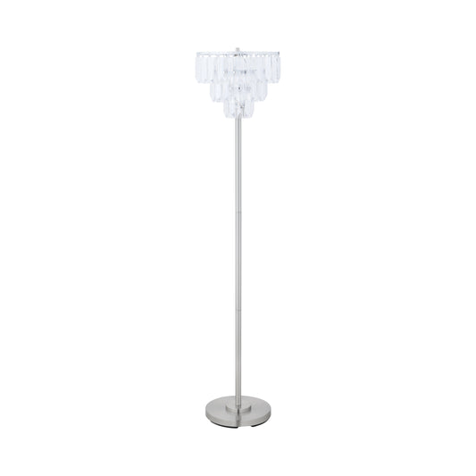 Metal Base Floor Lamp Chrome and Crystal