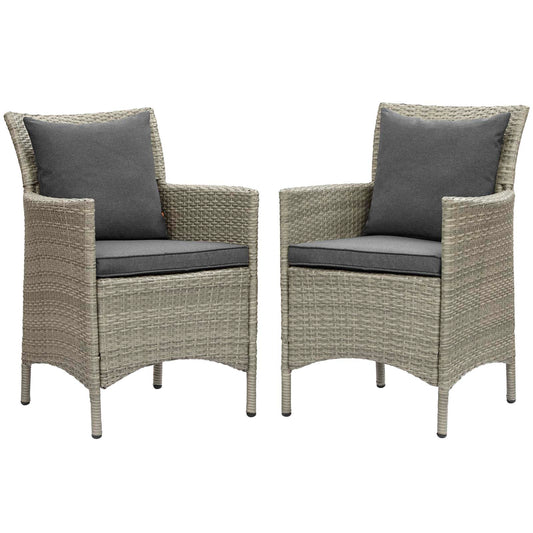Conduit Outdoor Patio Wicker Rattan Dining Armchair Set of 2