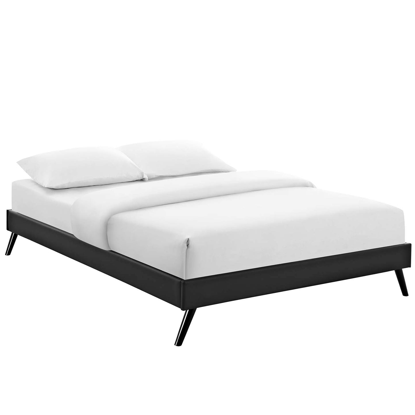 Loryn Queen Vinyl Bed Frame with Round Splayed Legs