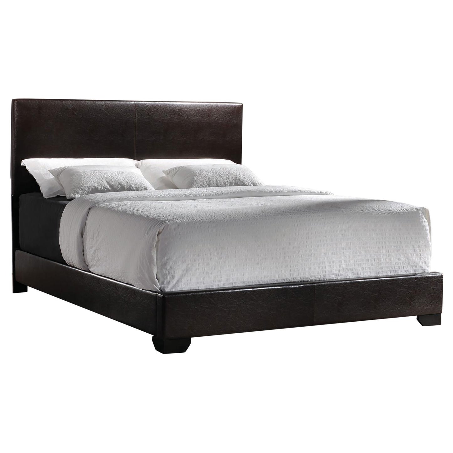 Conner Queen Upholstered Panel Bed Black and Dark Brown