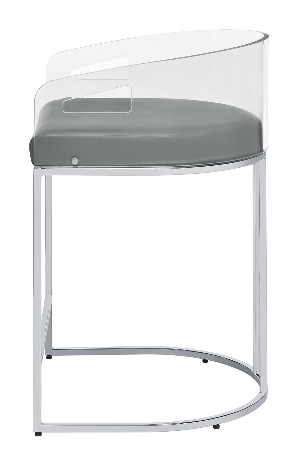 Thermosolis Acrylic Back Counter Height Stools Grey and Chrome (Set of 2)