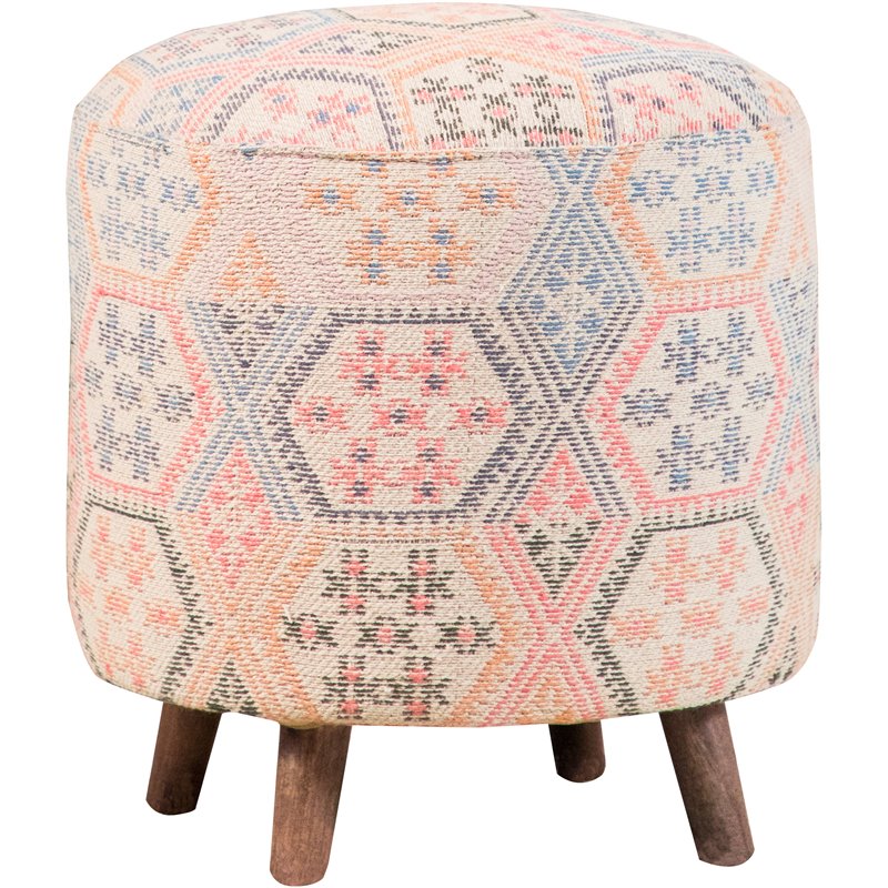 Ikat Pattern Round Accent Stool Multi-color