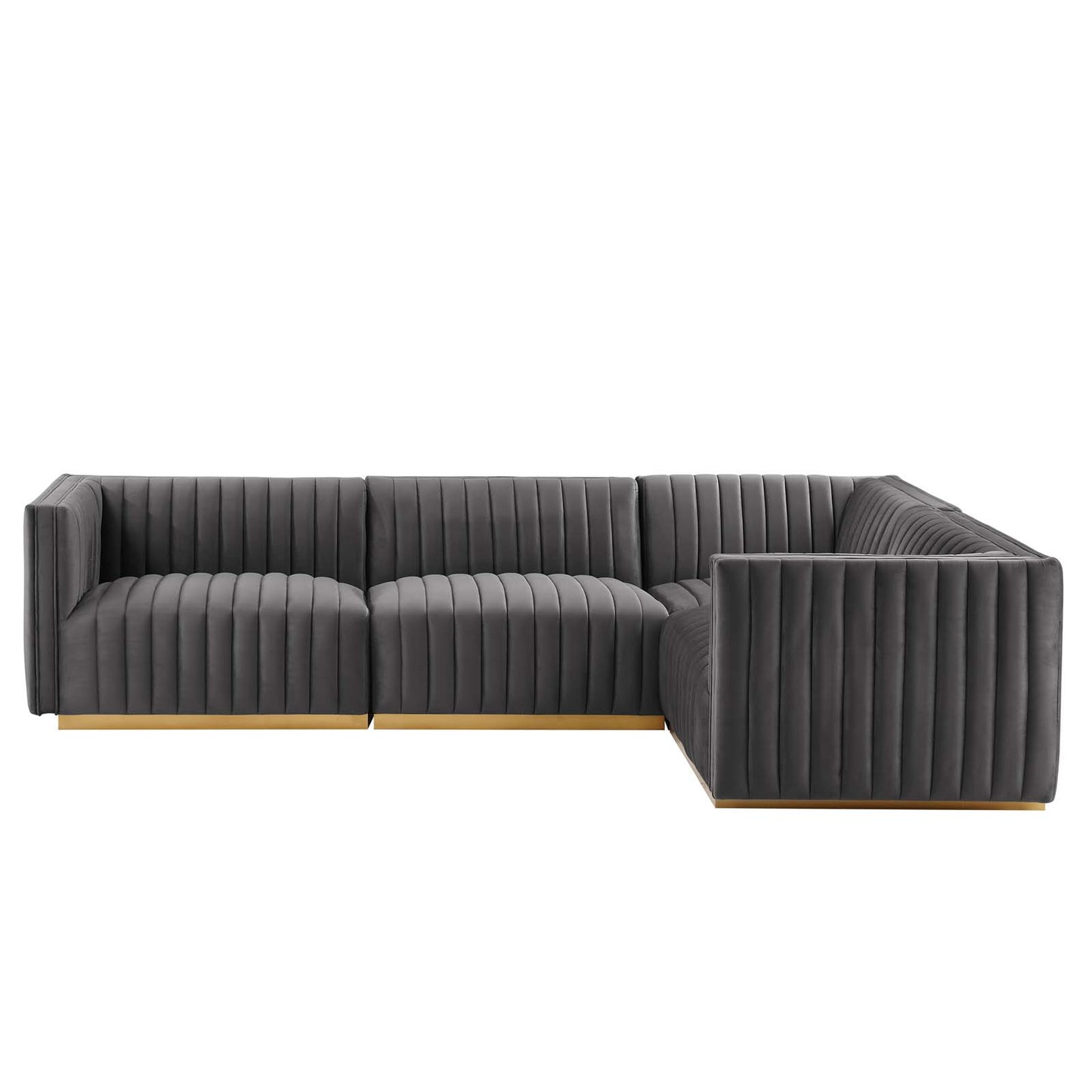 Conjure Channel Tufted Performance Velvet 4-Piece Sectional