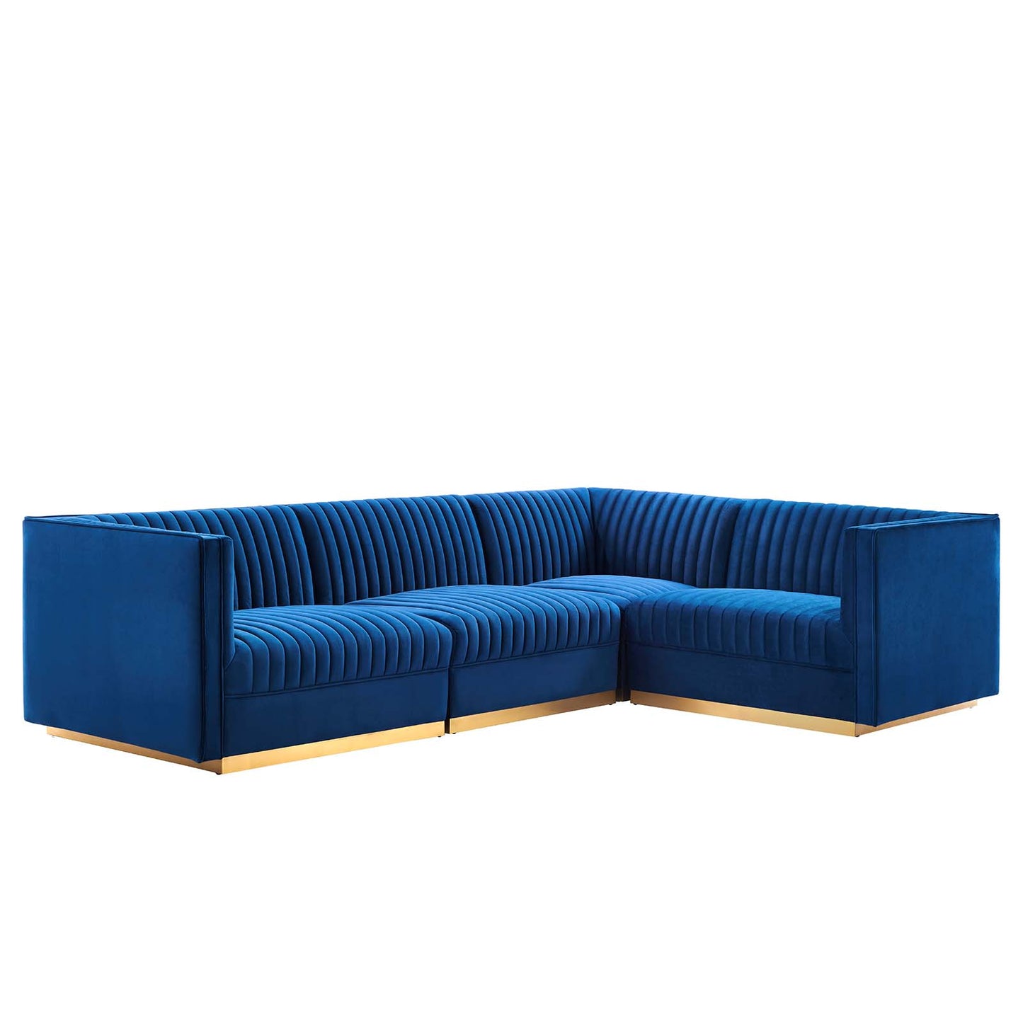 Sanguine Channel Tufted Performance Velvet 4-Piece Right-Facing Modular Sectional Sofa