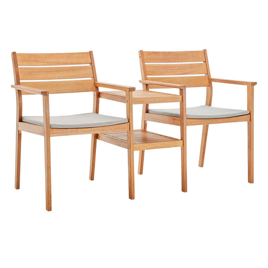 Viewscape Outdoor Patio Ash Wood Jack and Jill Chair Set