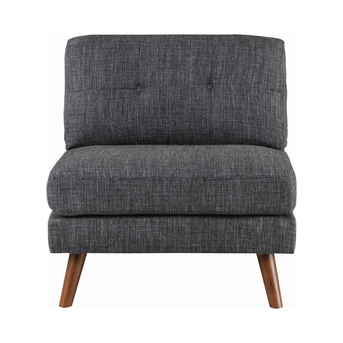 Churchill Tufted Cushion Back Armless Chair Dark Grey and Walnut