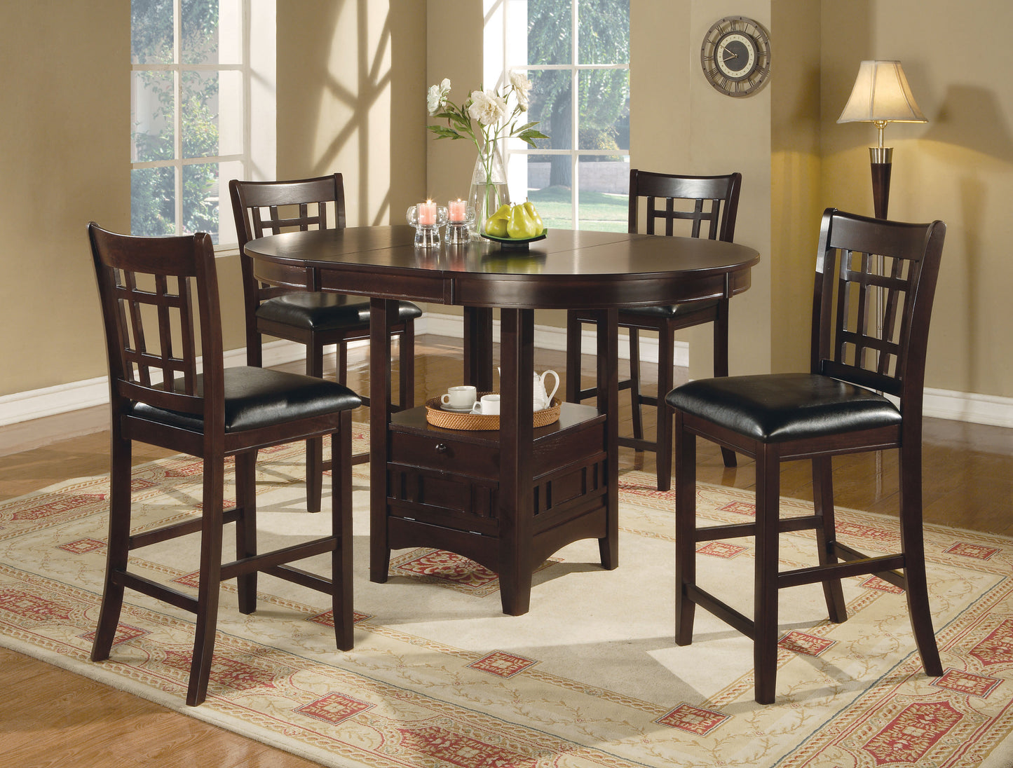 Lavon 5-piece Counter Height Dining Room Set Espresso and Black