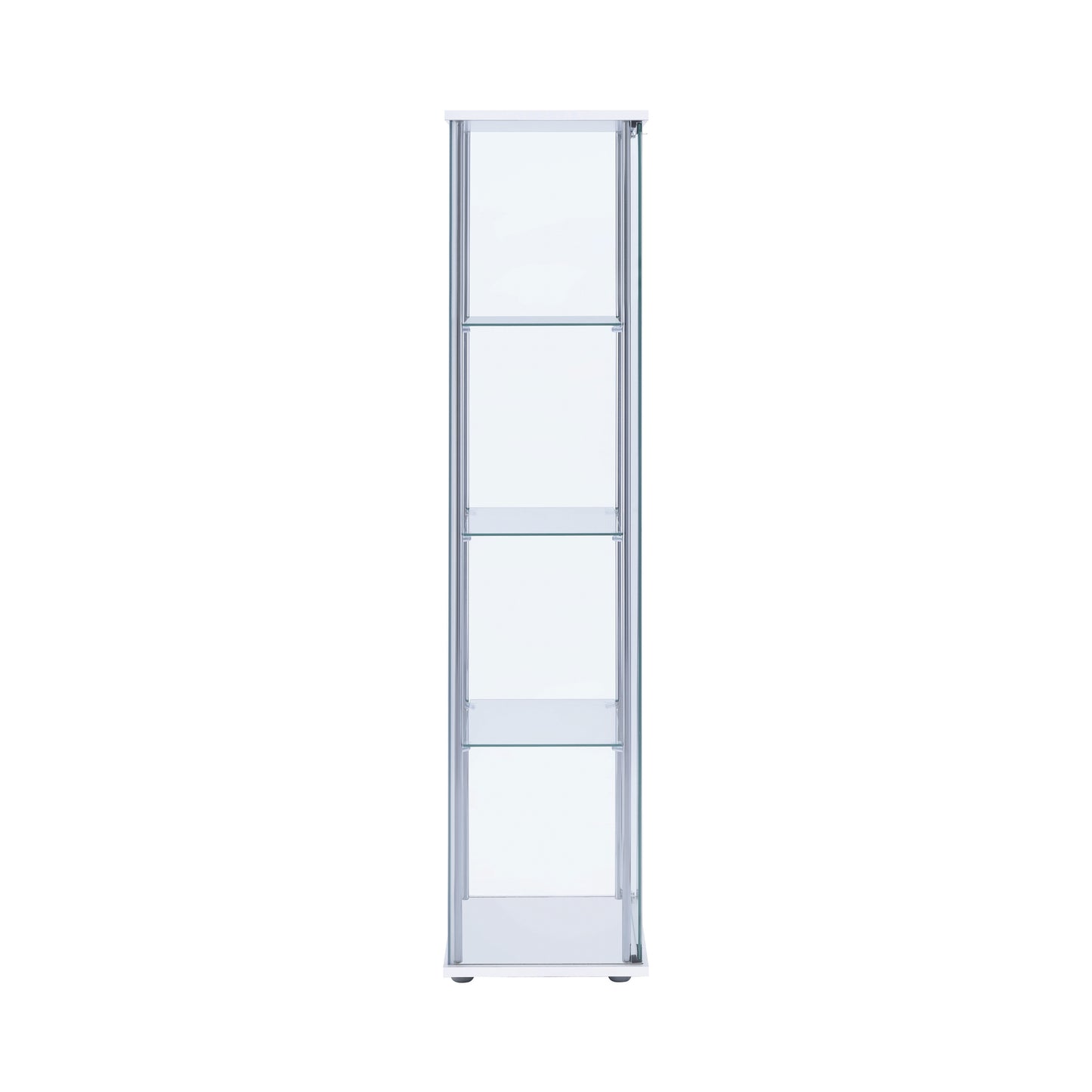 Rectangular 4-shelf Curio Cabinet White and Clear