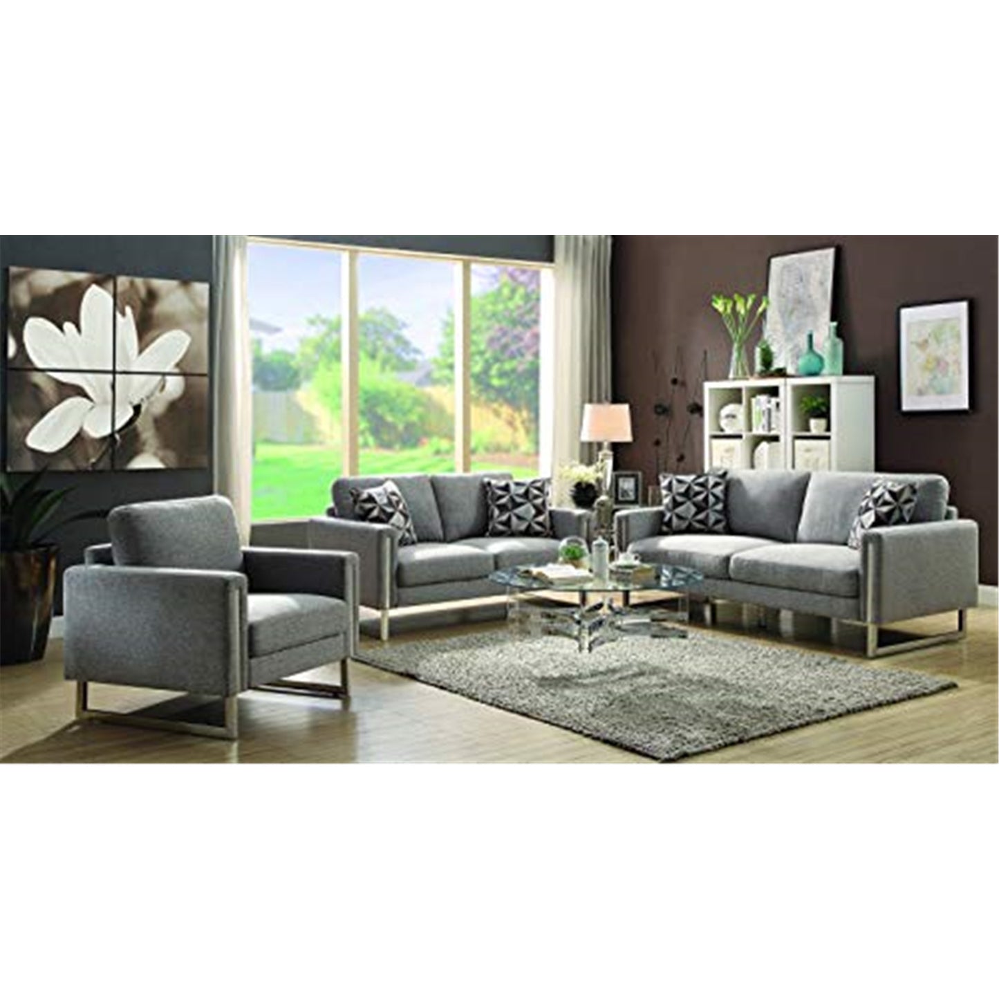 Stellan Cushion Back Living Room Set Grey