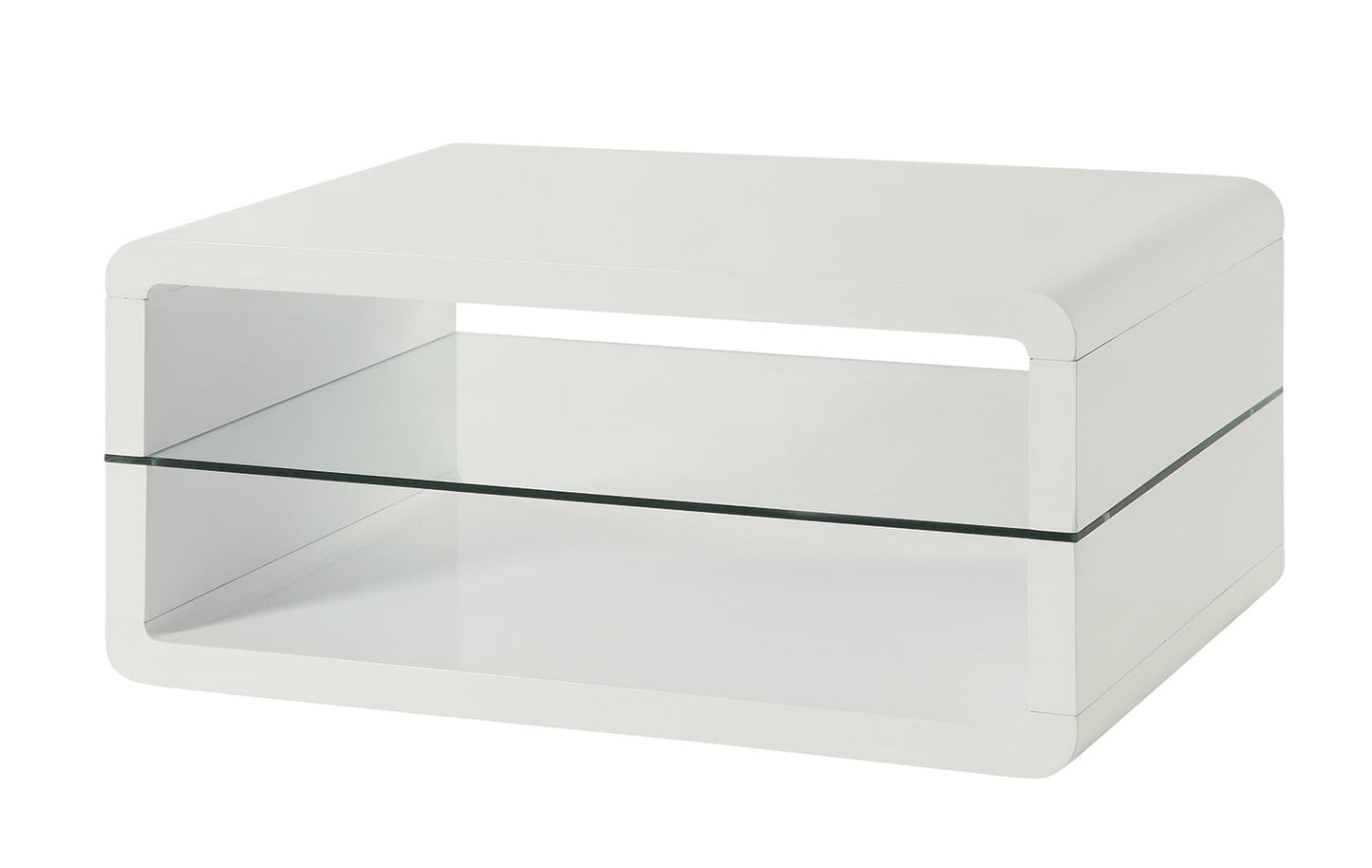 Rectangle 2-shelf Coffee Table Glossy White