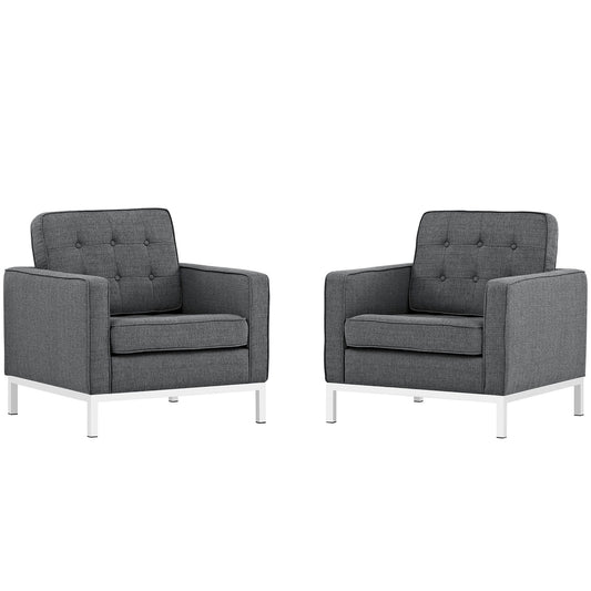 Loft Armchairs Upholstered Fabric Set of 2