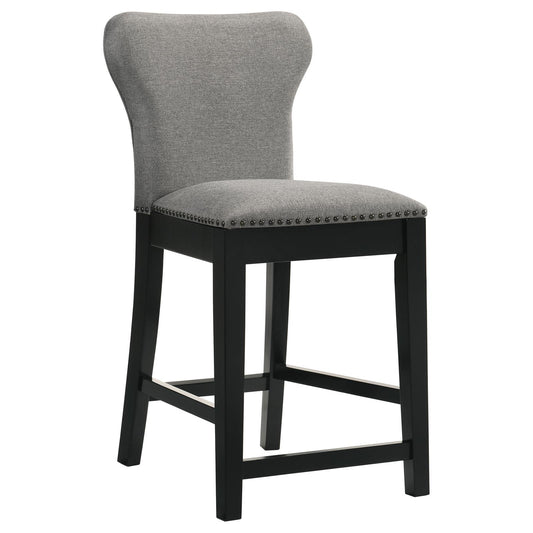 Ralland Upholstered Solid Back Counter Height Stools with Nailhead Trim (Set of 2) Grey and Black