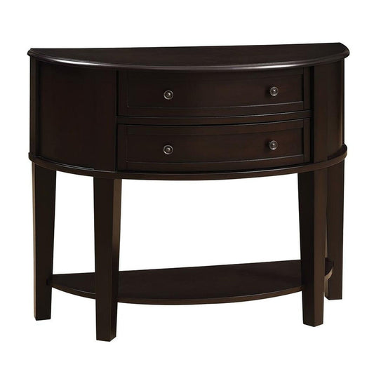 2-drawer Demilune Shape Console Table Cappuccino